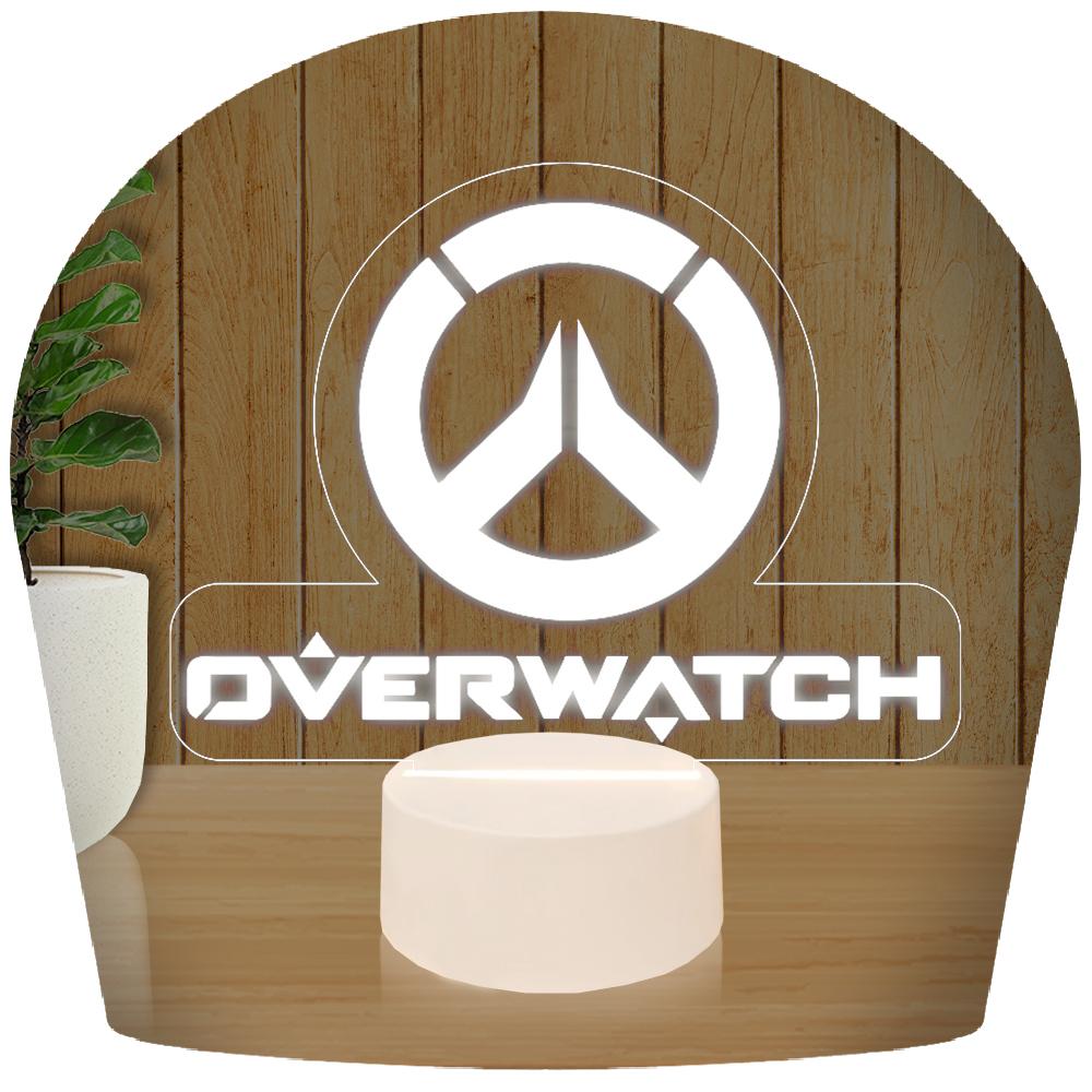 Luminária Led 3d Overwatch Abajur - Base Branca