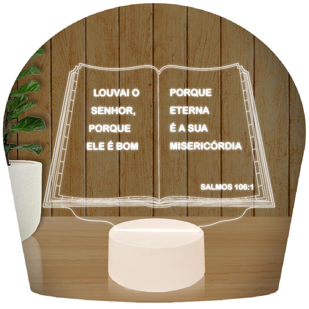 Luminária Led 3d | Biblia | Abajur - Base Branca