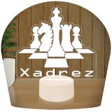 Luminária Led 3d | Xadrez | Abajur - Base Branca