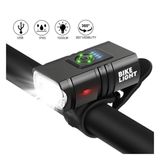 Farol Ciclismo 2 Led Cree T6 Usb Com Medidor Recarregável