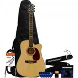 Kit Violão Giannini Gf-1d Eletroacústico Natural + Correia +