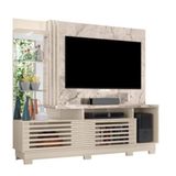 Estante Home Theater Frizz Plus Tv Até 60 Polegadas Com Pés 2 Portas Cor Calacata E Off White - Madetec Móveis