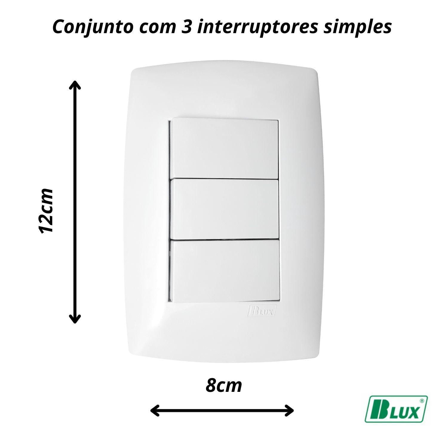 Interruptor 3 Teclas Simples 110v Linha Home Blux Branca - Carrefour