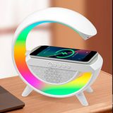 Luminária Bluetooth Caixa De Som Carregador Indução Luz Rgb