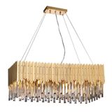 Lustre Retangular Cristal Legítimo Baluarte Dourado