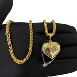 Cordão Feminino 5mm + Pingente Coração - Banhado A Ouro