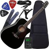 Kit Violão Eletroacústico Com Capotraste Gf1r Bk Giannini