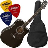 Kit Violão Folk Eletroacústico Gf1d Bk Capa Giannini Mod2017