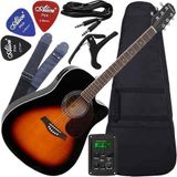 Kit Violão Folk Eletroacústico Capotraste Gf1r Sb Giannini