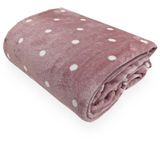 Cobertor Queen Toque De Seda Poá - Niazitex Rosa/branco