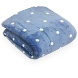 Cobertor Queen Toque De Seda Poá - Niazitex Azul/branco