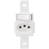 Tomada 2p+t 10a 250 Volts Com 1 Interruptor Simples Blanc - 1339 - Fame