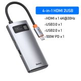 Baseus Usb C Hub Tipo Para Hdmi-compatível 3.0 Adaptad 4 Pol