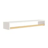 Prateleira Theo Com Cabideiro Branco Fosco E Madeira Natural - 93cmx20cmx13cm