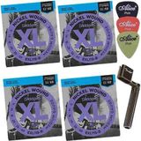Kit 4 Jogos Cordas Guitarra D&#39;addario Exl115 B + Acessórios