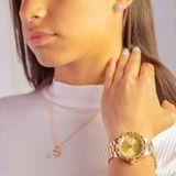 Relógio Feminino Dourado Quartz Para Jovens