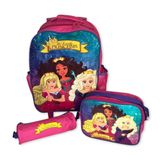 Kit Mochila Infantil Escolar Com 3 Peças Princesas Rosa