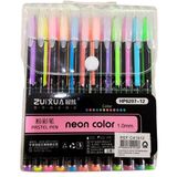 Kit 12 Canetas Coloridas Gel Escolar Perfumadas Glitter Neon