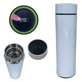 Garrafa Térmica Branca Inox Com Visor Led E Filtro 500ml