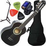 Kit Violão Infantil Nylon Com Suporte G3s Giannini 1/4 Nr Bk