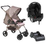 Carrinho Milano Rev Ii Cappuccino Rosa Bebê Conforto E Base