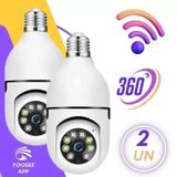 Kit 2 Câmeras Lâmpadas Segurança Ip Wifi 360 Giratória Visão