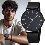 Relógio Minimalista Masculino Casual De Malha Quartzo