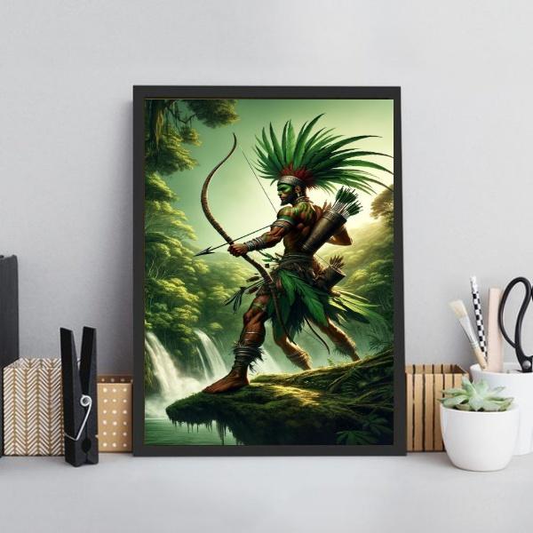 Quadro Candomblé Oxossi Guerreiro 24x18cm - Com Vidro - Carrefour