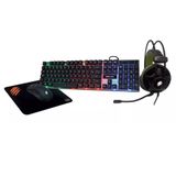 Kit Gamer Oex Argos 4 Em 1 Teclado + Mouse + Mousepad + Headset Preto Tm304