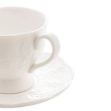 Xícara Chá Lyor Butterfly Flower De Porcelana Branco 200ml