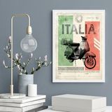 Quadro Decorativo Vintage Vespa Itália 33x24cm - Com Vidro