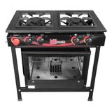 Fogão Industrial Painel 2 Bocas Com Forno Tampa Vidro