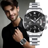 Relógio Shaarms Masculino Quartzo Prata Pulseira Aço Inox