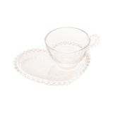 Xícara de chá com prato cristal Wolff Pearl Coração 180ml