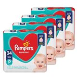 Fralda Descartável Pampers Supersec Tamanho P - 4 Pacotes Com 34 Tiras