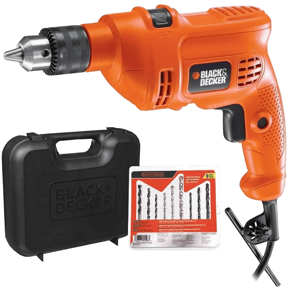 Furadeira De Impacto 3/8&quot; 10mm 560 Watts + 9 Brocas E Maleta - Tm500kb9 - Black &amp; Decker