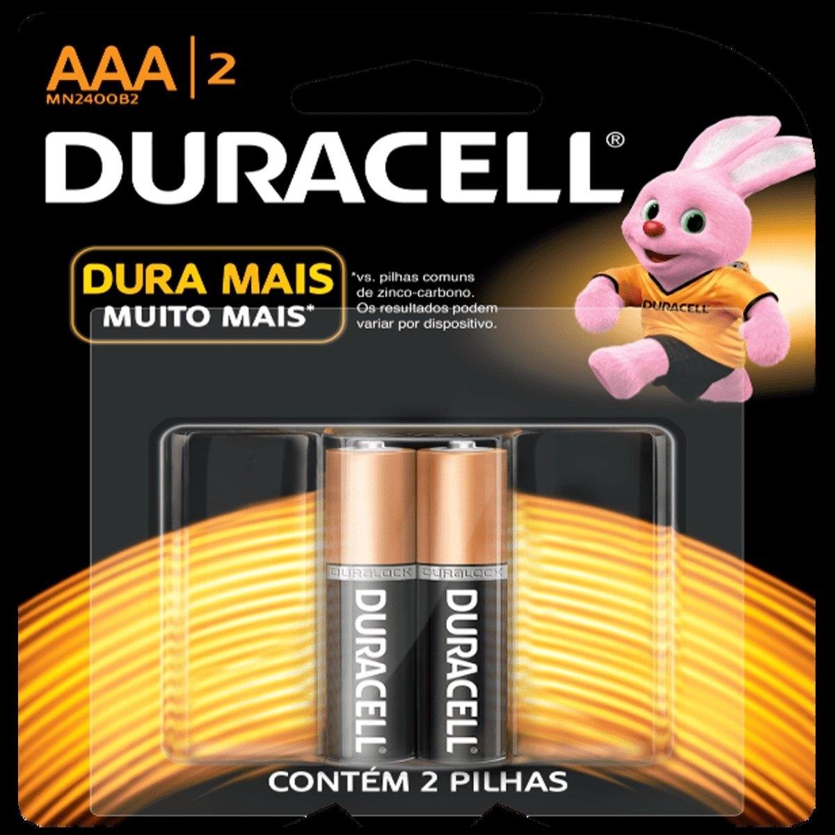 Pilha Alcalina Palito AAA com 2 Unidades - Duracell