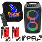 Karaoke Party Box Preto +de 2000 Musicas + 2 Microfones + Caixa De Som (sistema Com Pontuação) Completo Original