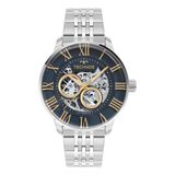 Relógio Technos Masculino Aut Prata - G3265as/1a Bisel Azul