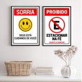 Kit 2 Quadros Placas Cristãs - Fé 24x18cm - Com Vidro