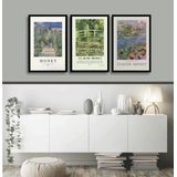 Kit 3 Quadros Decorativos Artes De Monet 45x34cm - Com Vidro