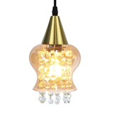 Lustre Pendente Taschibra Cristal Aisha Liso E27 Conhaque Ouro Bivolt