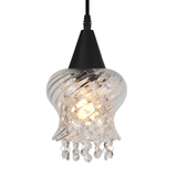 Lustre Pendente Taschibra Cristal Aisha Rigato E27 Transparente Preto Bivolt