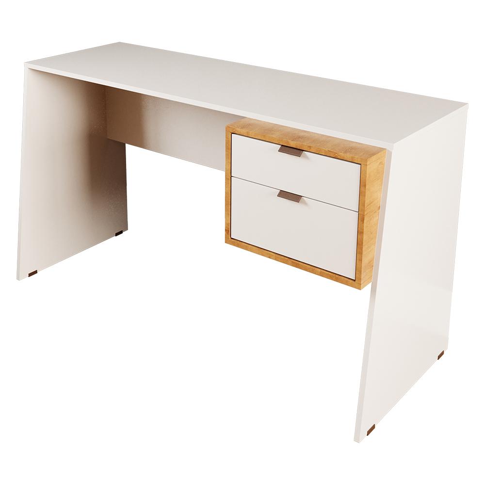 Escrivaninha Versa Mesa Para Computador Com 2 Gavetas Off White/naturale