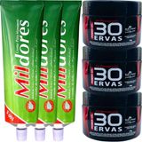 Kit 3 Gel 30 Ervas Power 300g + 3 Creme Massagem Mil Dores