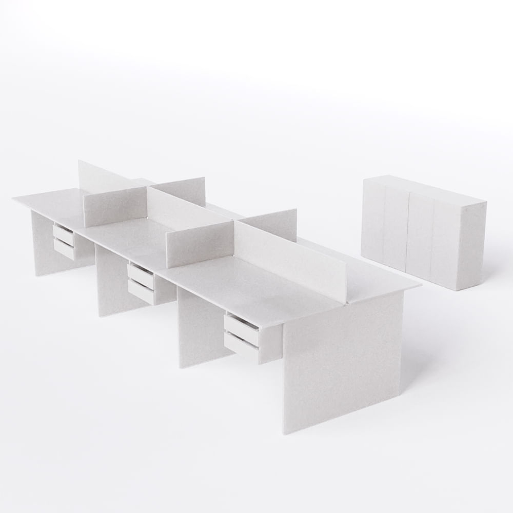 Estação De Trabalho 6 Lugares Com 2 Gavetas 360x120 E 2 Armários