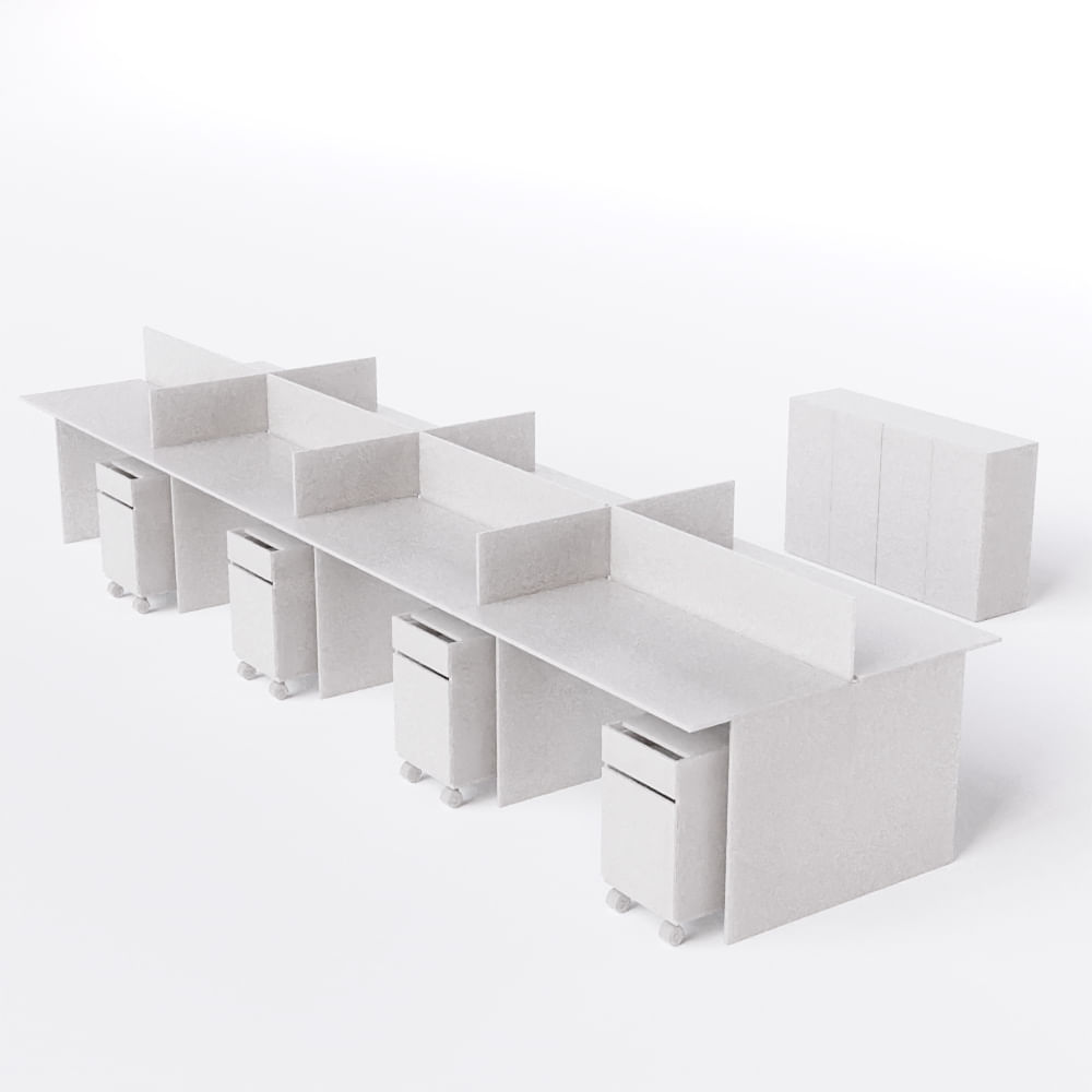 Estação De Trabalho 8 Lugares Com Gaveteiro De 2 Gav 480x120 E 2 Armários