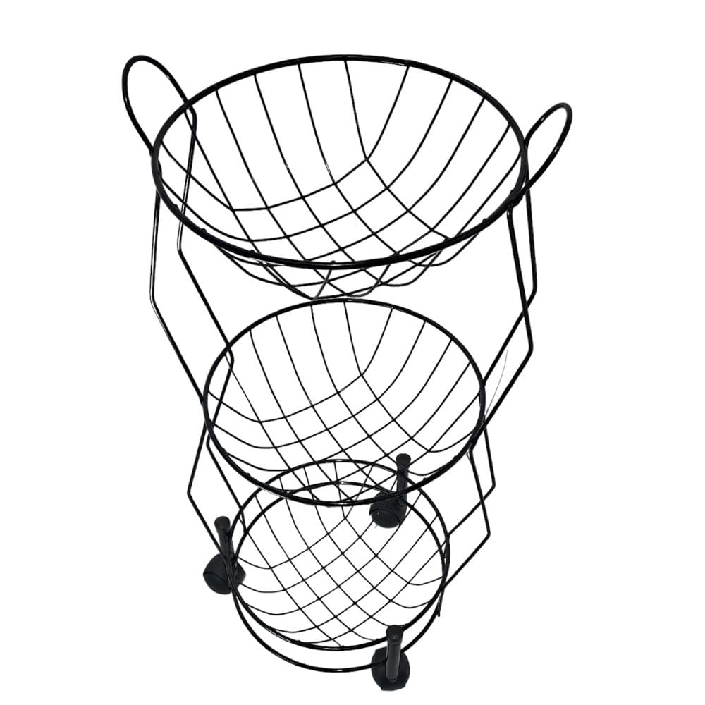 Fruteira De Chão Com 3 Cestos E Rodinhas