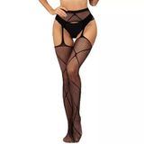 Meia-calça Arrastão De Renda Coxa Alta Elashopp Preto 7517 Tamanho Único