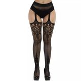 Meia-calça Arrastão De Renda Coxa Alta Elashopp Preto 6050 Tamanho Único